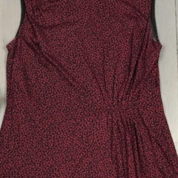 LOFT Red/Burgandy Leopard Animal Print Sleeveless Dress - Picture 9 of 10